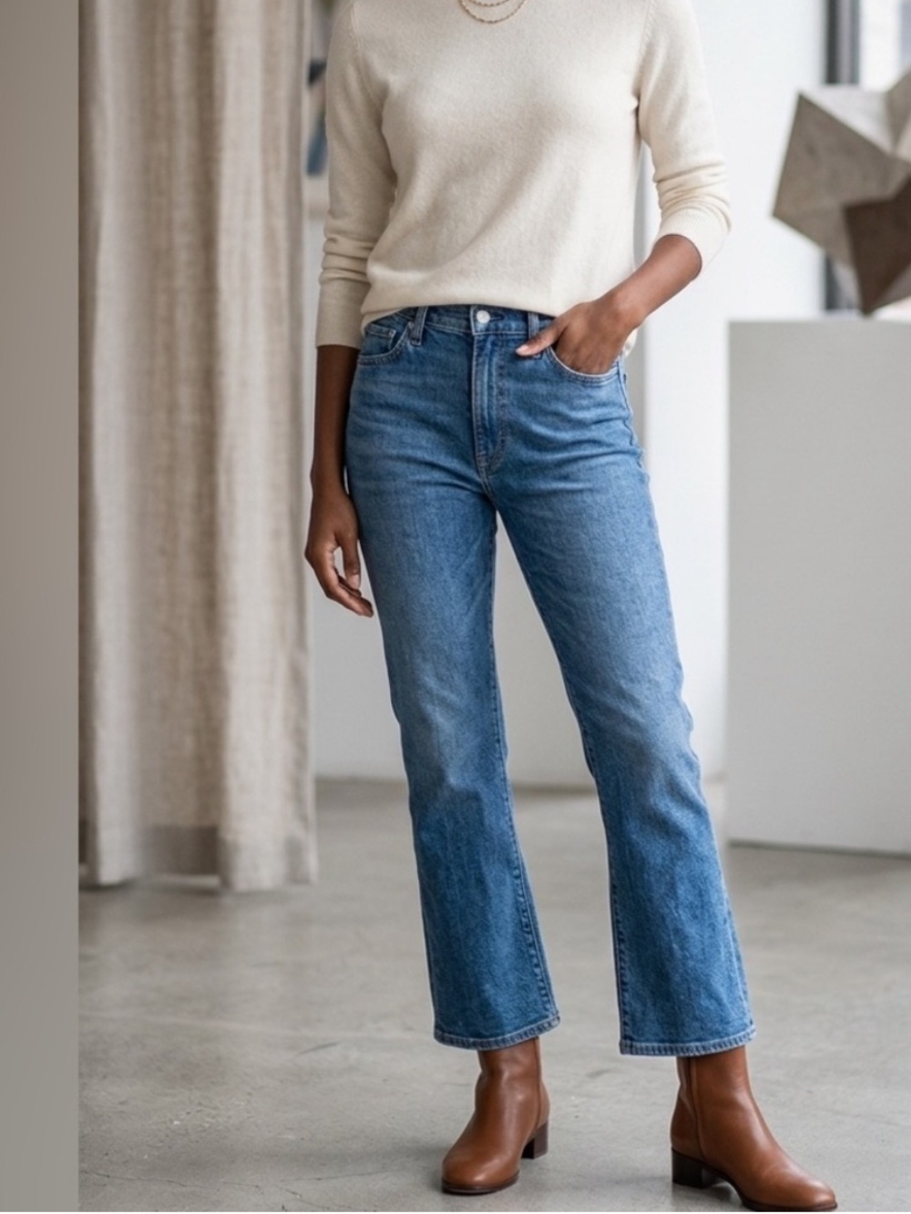 CITIZENS OF HUMANITY Demy Cropped Flare Jeans 30 Blue 90s Western Country Chic